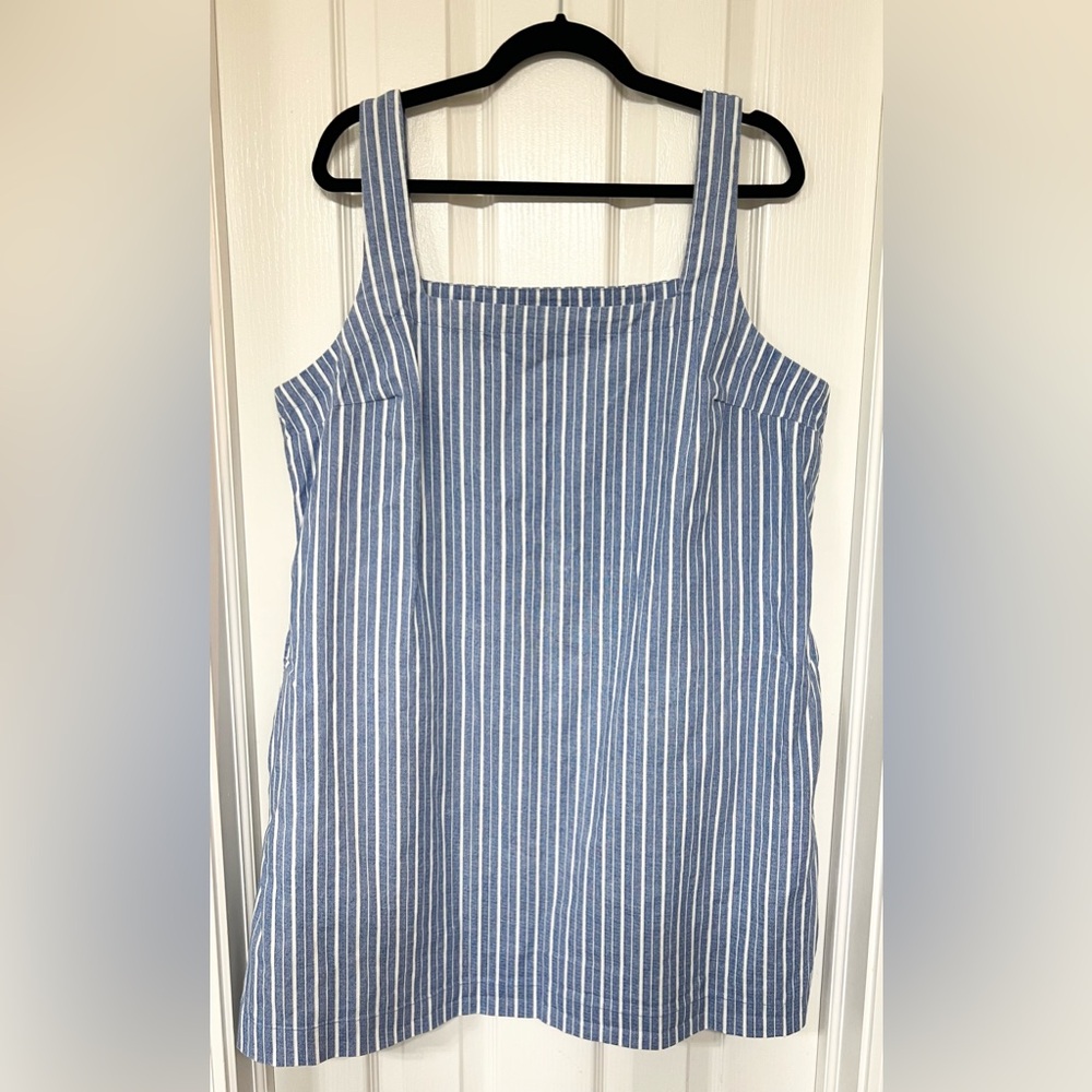 a new day Cotton Linen Blend Striped Sleeveless Shift Dress Size XL EUC